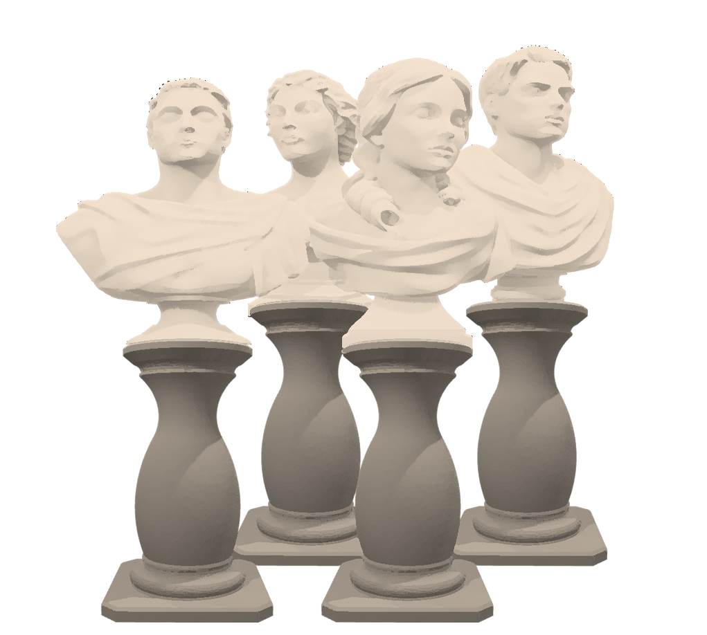 busts on pillars